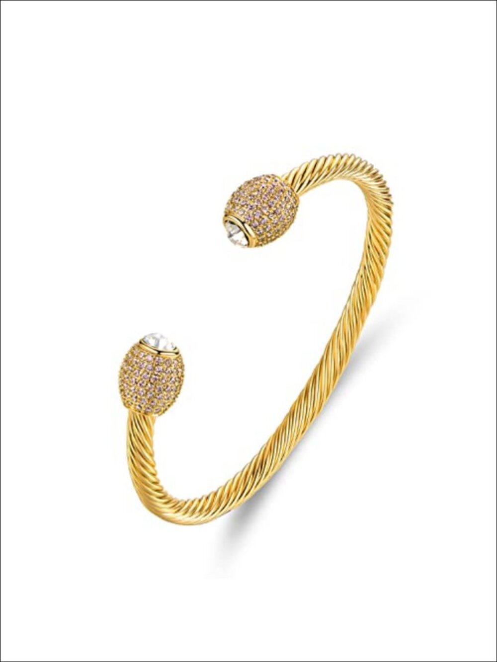 18K Gold Plated Crystal Cable Bangle Bracelet Cuff for Women